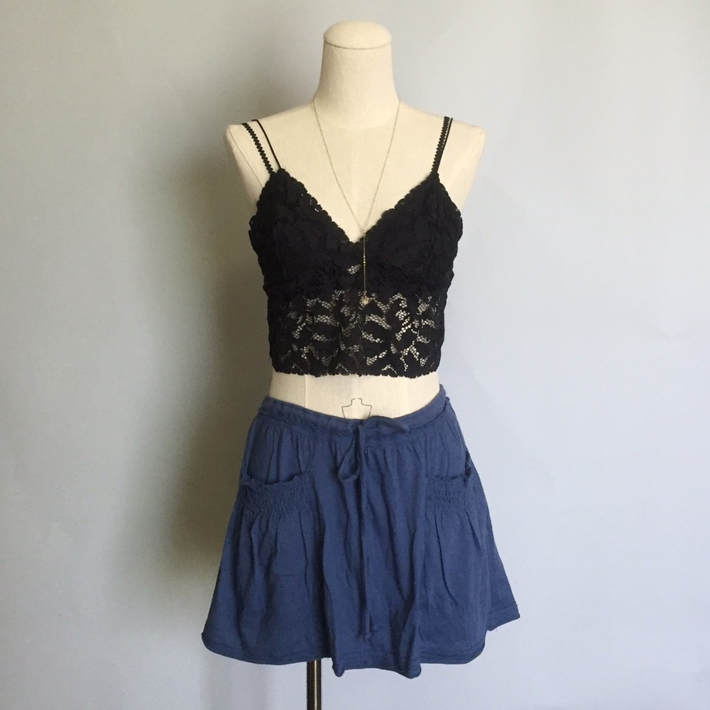 Y2k Rare! Women’s Navy Drawstring Mini Skirt